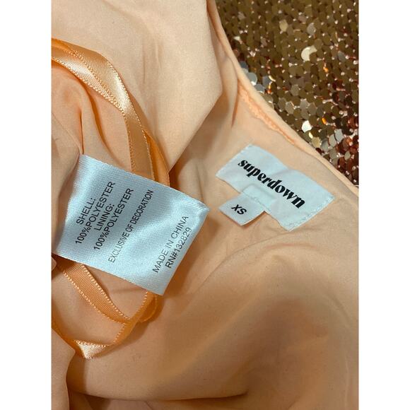 Superdown Sonya Rose Gold Sequin High Waisted Surplice Faux Wrap Mini Skirt XS - Picture 4 of 4